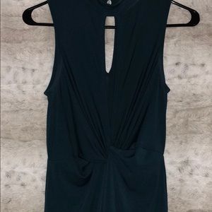 hunter green faux wrap dress